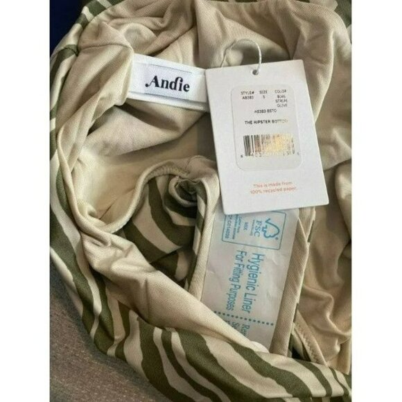 Andie Swim The Hipster Bottom Olive Stripe Size Small NWT - Picture 5 of 6